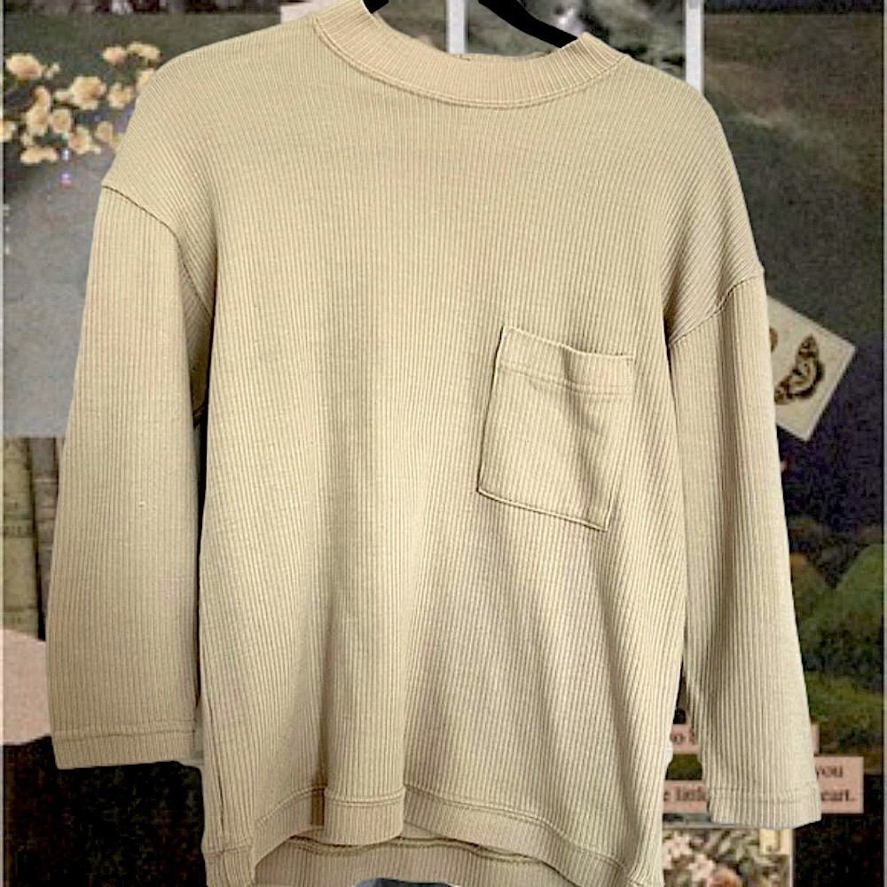 Deadstock VTG 90’s SA2 Tan Ribbed OversizedCewneck Sweater: Size M